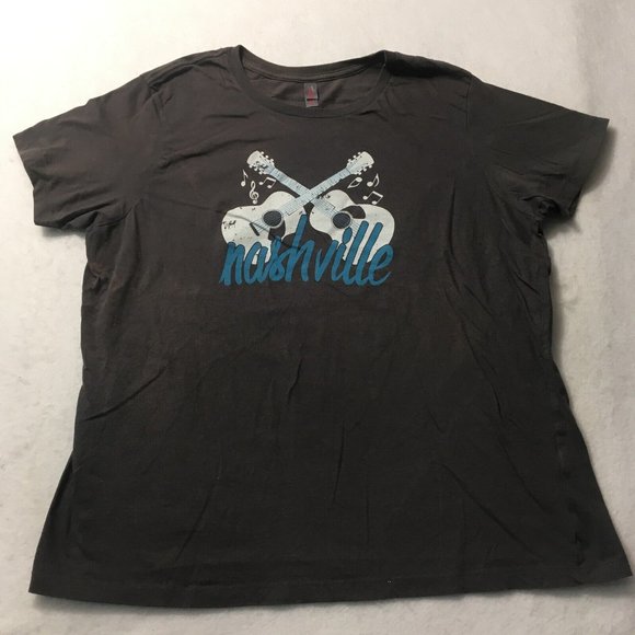 VINTAGE Nashville guitar Music Art Graphic T-shirt Men Adult XXL Black gray Y2k - Picture 1 of 9